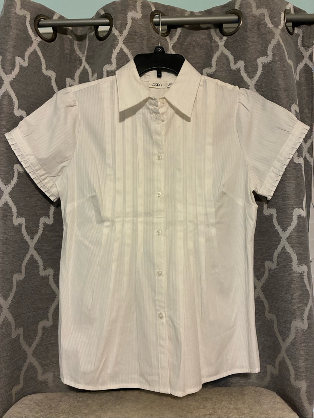Cato White Short-Sleeve Pintuck Blouse